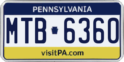 PA license plate MTB6360