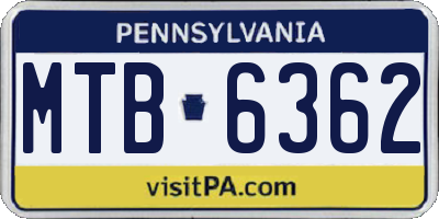 PA license plate MTB6362