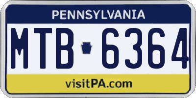 PA license plate MTB6364