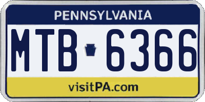 PA license plate MTB6366