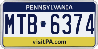 PA license plate MTB6374