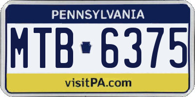 PA license plate MTB6375