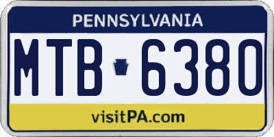 PA license plate MTB6380