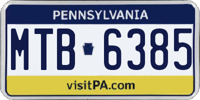 PA license plate MTB6385