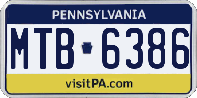 PA license plate MTB6386