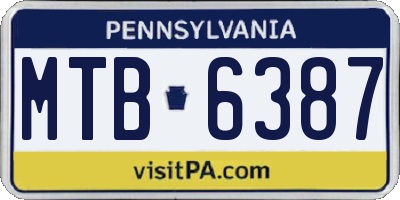 PA license plate MTB6387