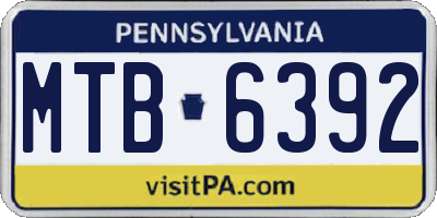 PA license plate MTB6392