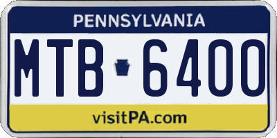 PA license plate MTB6400