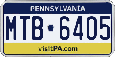PA license plate MTB6405