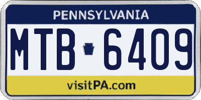 PA license plate MTB6409