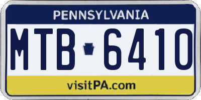 PA license plate MTB6410