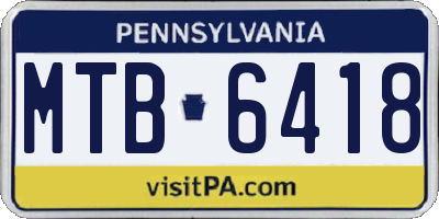 PA license plate MTB6418