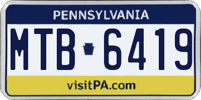 PA license plate MTB6419