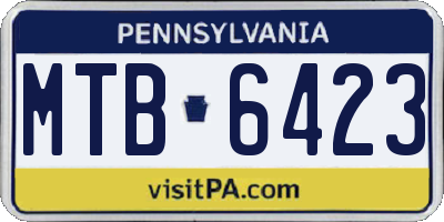 PA license plate MTB6423