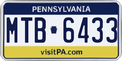 PA license plate MTB6433