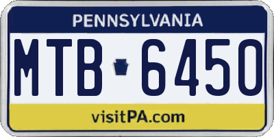 PA license plate MTB6450
