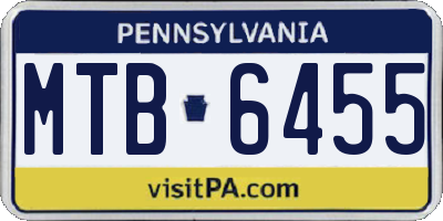 PA license plate MTB6455