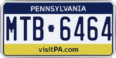 PA license plate MTB6464
