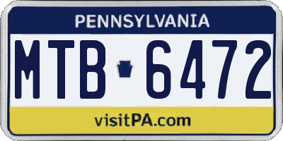 PA license plate MTB6472
