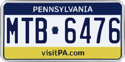 PA license plate MTB6476