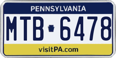 PA license plate MTB6478