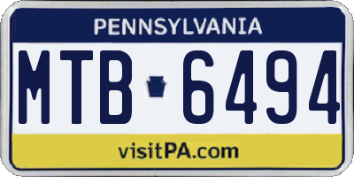 PA license plate MTB6494