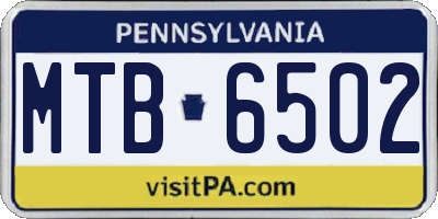 PA license plate MTB6502