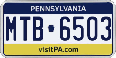 PA license plate MTB6503