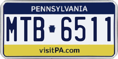 PA license plate MTB6511