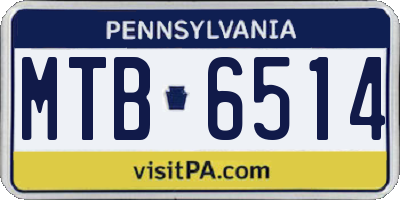 PA license plate MTB6514