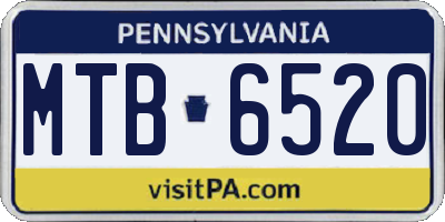 PA license plate MTB6520