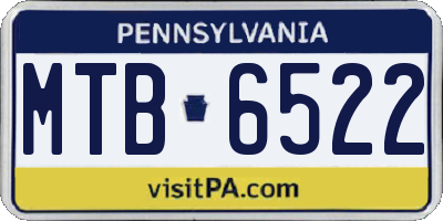 PA license plate MTB6522