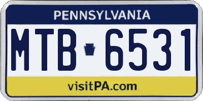 PA license plate MTB6531
