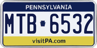 PA license plate MTB6532