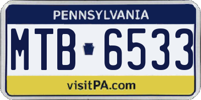 PA license plate MTB6533