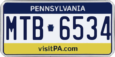 PA license plate MTB6534