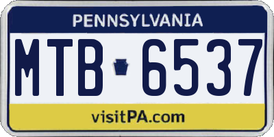 PA license plate MTB6537