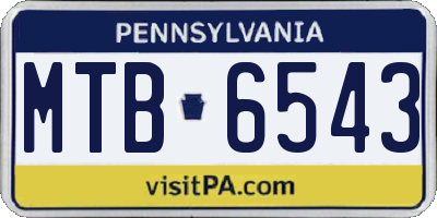 PA license plate MTB6543