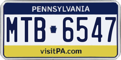 PA license plate MTB6547