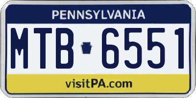 PA license plate MTB6551