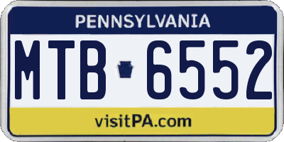 PA license plate MTB6552