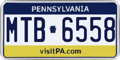 PA license plate MTB6558