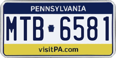 PA license plate MTB6581