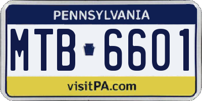 PA license plate MTB6601