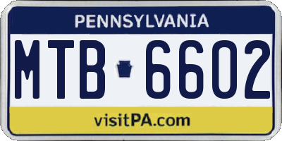 PA license plate MTB6602