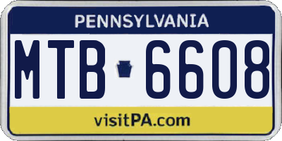 PA license plate MTB6608