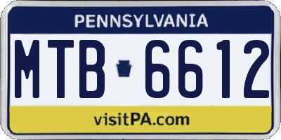 PA license plate MTB6612
