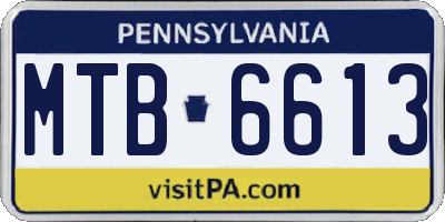 PA license plate MTB6613