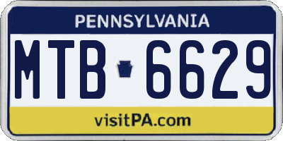 PA license plate MTB6629