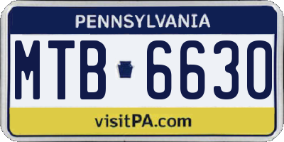 PA license plate MTB6630